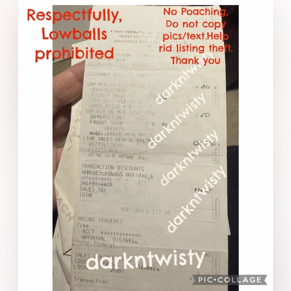 1 BNWT COACH SIGNATURE Contact Case, 2 BNWOT BAG CHARMS PHOTO FRAMES RECEIPT - Picture 9 of 10